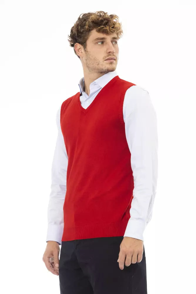 Alpha Studio Red Viscose Men Jacket Alpha Studio