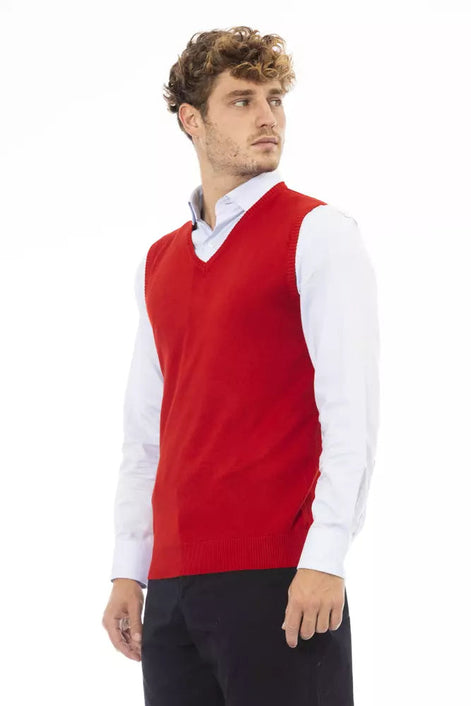 Alpha Studio Red Viscose Men Jacket Alpha Studio