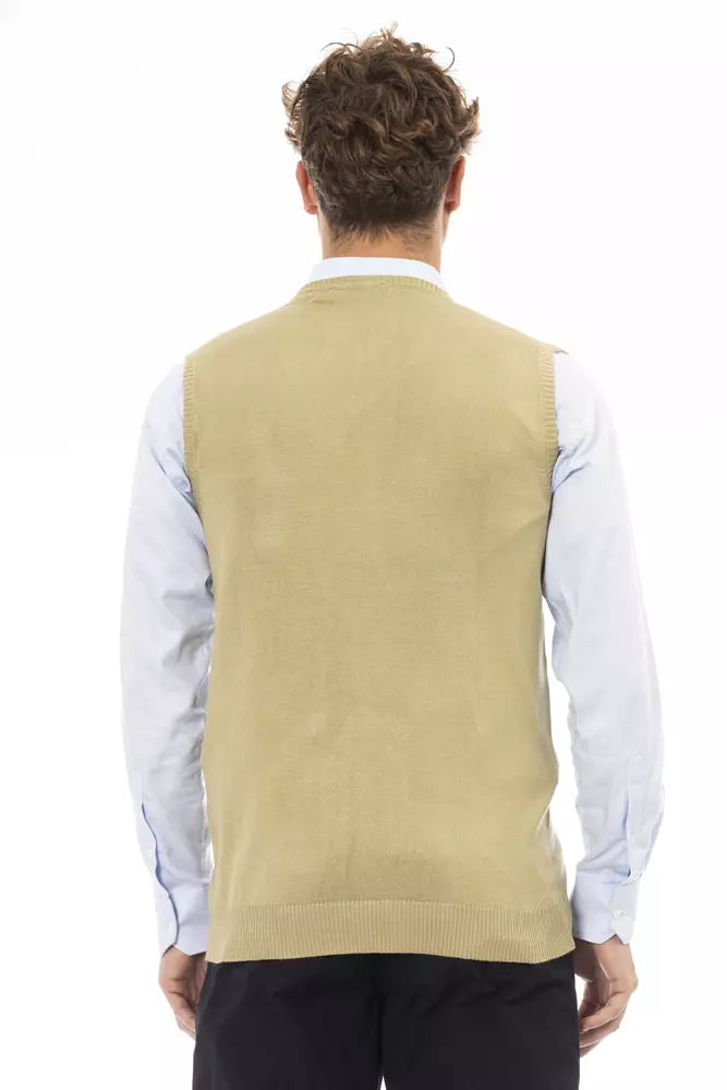 Alpha Studio Beige Viscose Men Jacket Alpha Studio
