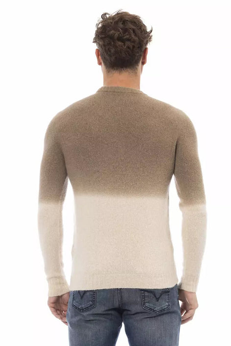 Alpha Studio Beige Alpaca Men Sweater Alpha Studio