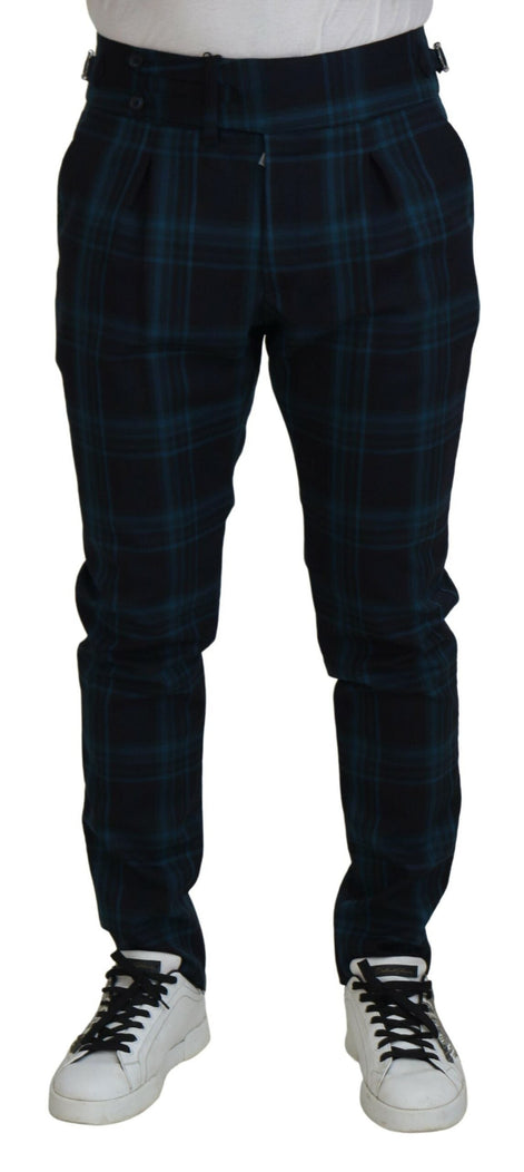 Dolce & Gabbana Blue Purple Plaid Wool Trousers Pants Dolce & Gabbana