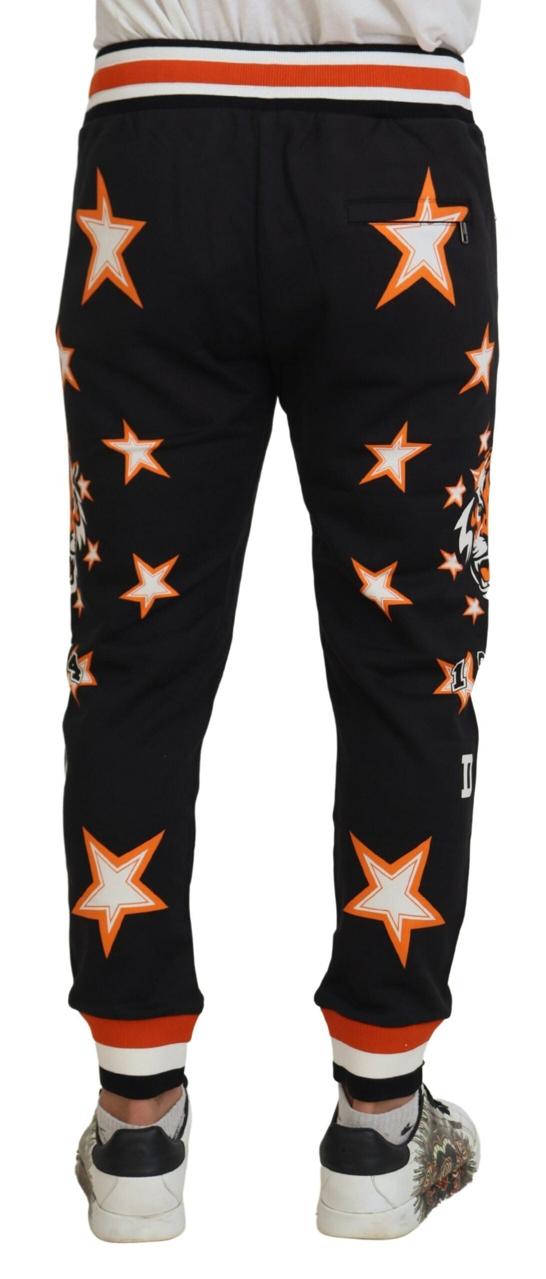 Dolce & Gabbana Black Orange Star Trousers Sport Pants Dolce & Gabbana