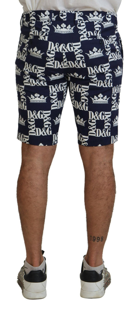 Dolce & Gabbana Blue Logo Print Cotton Chinos Shorts Dolce & Gabbana