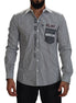 Dolce & Gabbana Gray White Striped Slim Fit Shirt Dolce & Gabbana