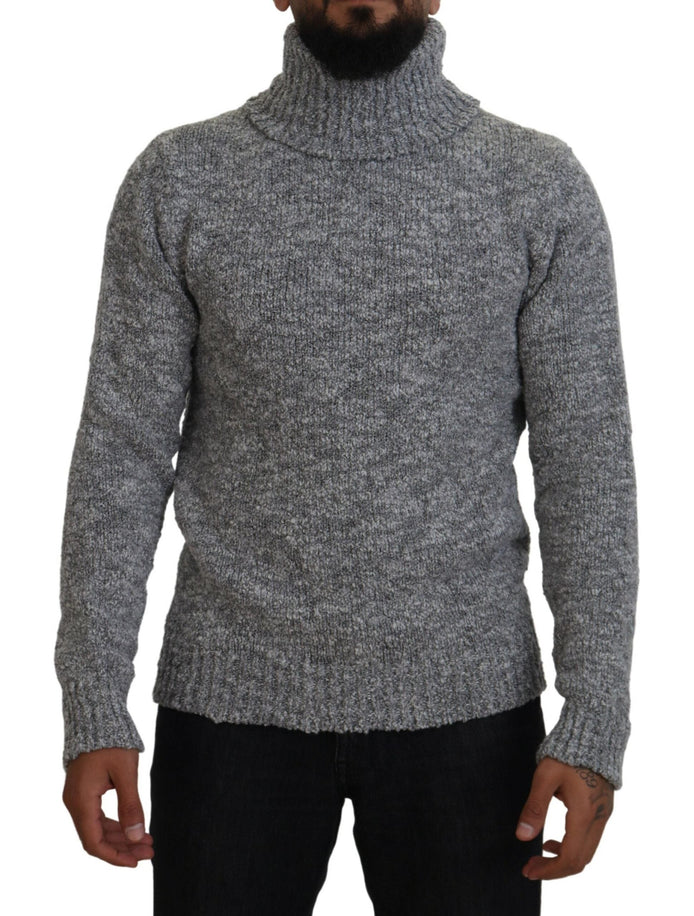 Dolce & Gabbana Gray Wool Knit Turtleneck Pullover Sweater Dolce & Gabbana