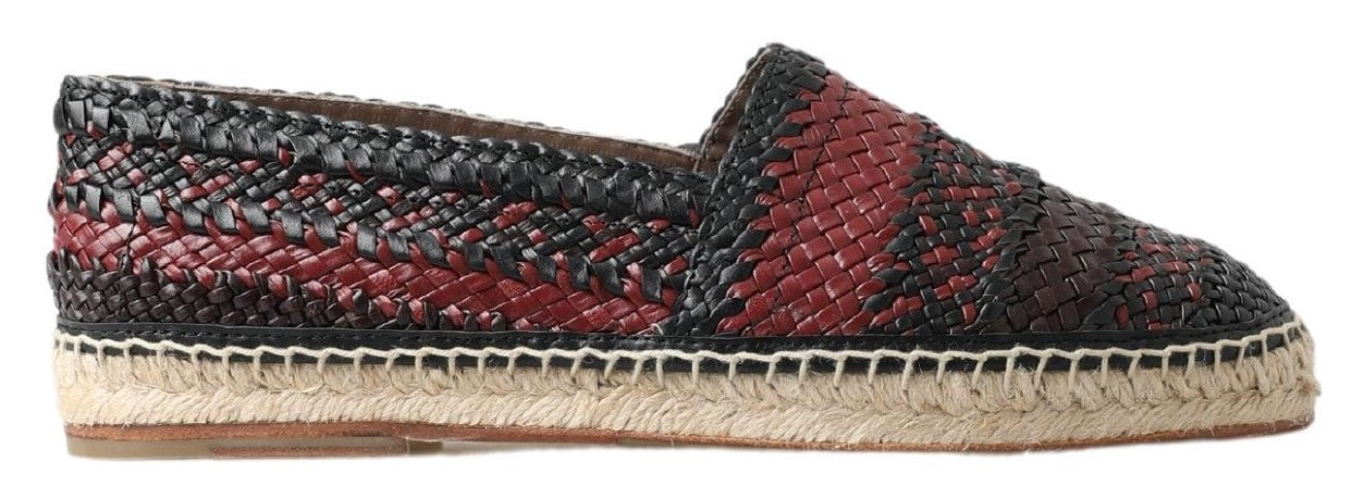 Dolce & Gabbana Black Bordeaux Buffalo Leather Espadrille Shoes Dolce & Gabbana