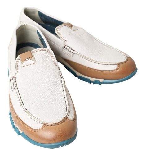 Dolce & Gabbana White Leather Loafers Moccasins Shoes Dolce & Gabbana