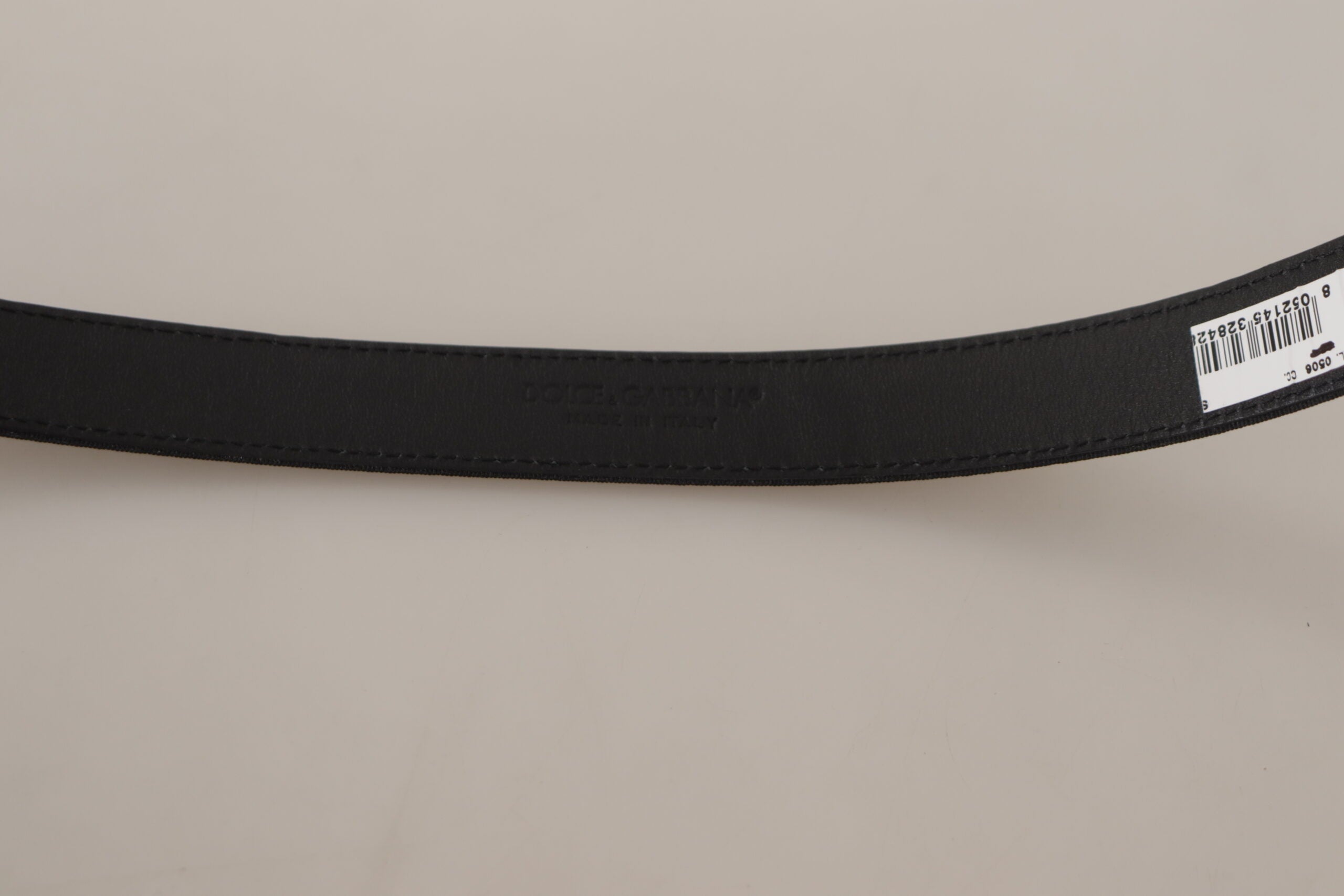 Dolce & Gabbana Black Calf Canvas Silver Tone Logo Metal Belt Dolce & Gabbana