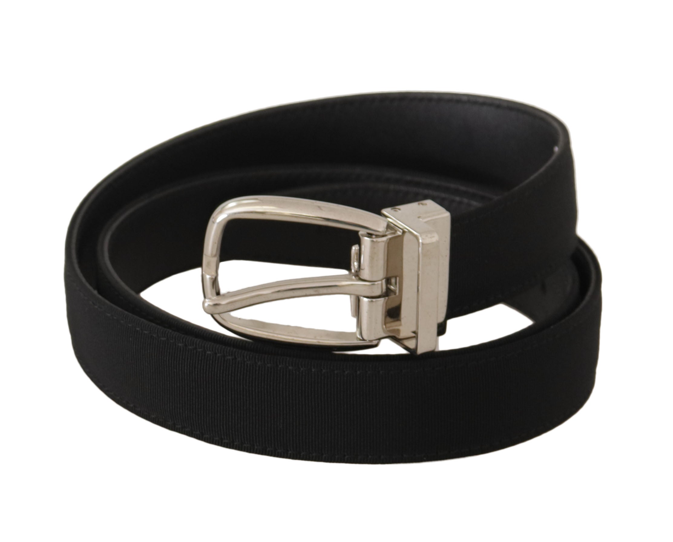 Dolce & Gabbana Belt Black Calf Leather Silver Tone Metal Buckle Dolce & Gabbana