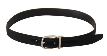 Dolce & Gabbana Belt Black Calf Leather Silver Tone Metal Buckle Dolce & Gabbana