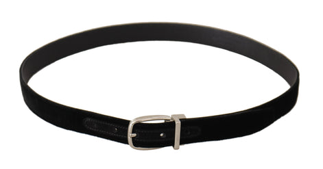 Dolce & Gabbana Black Casual Velvet Silver Tone Metal Buckle Belt Dolce & Gabbana