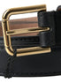 Dolce & Gabbana Black Leather Gold Tone Metal Buckle Belt Dolce & Gabbana