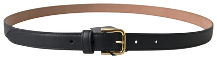 Dolce & Gabbana Black Leather Gold Tone Metal Buckle Belt Dolce & Gabbana