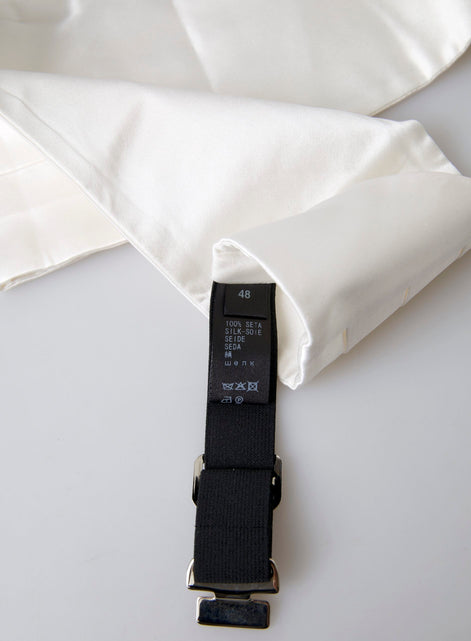 Dolce & Gabbana White Men Wide Waist Silk Belt Cummerbund Dolce & Gabbana