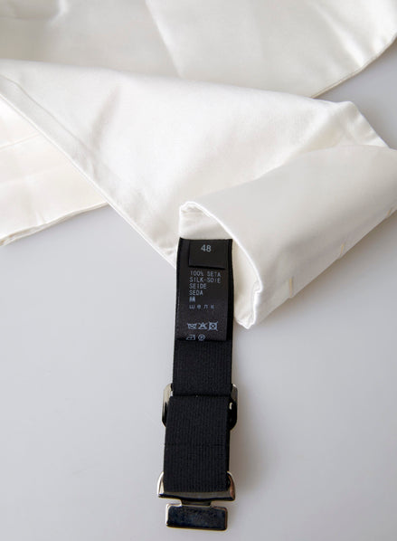 Dolce & Gabbana White Men Wide Waist Silk Belt Cummerbund Dolce & Gabbana
