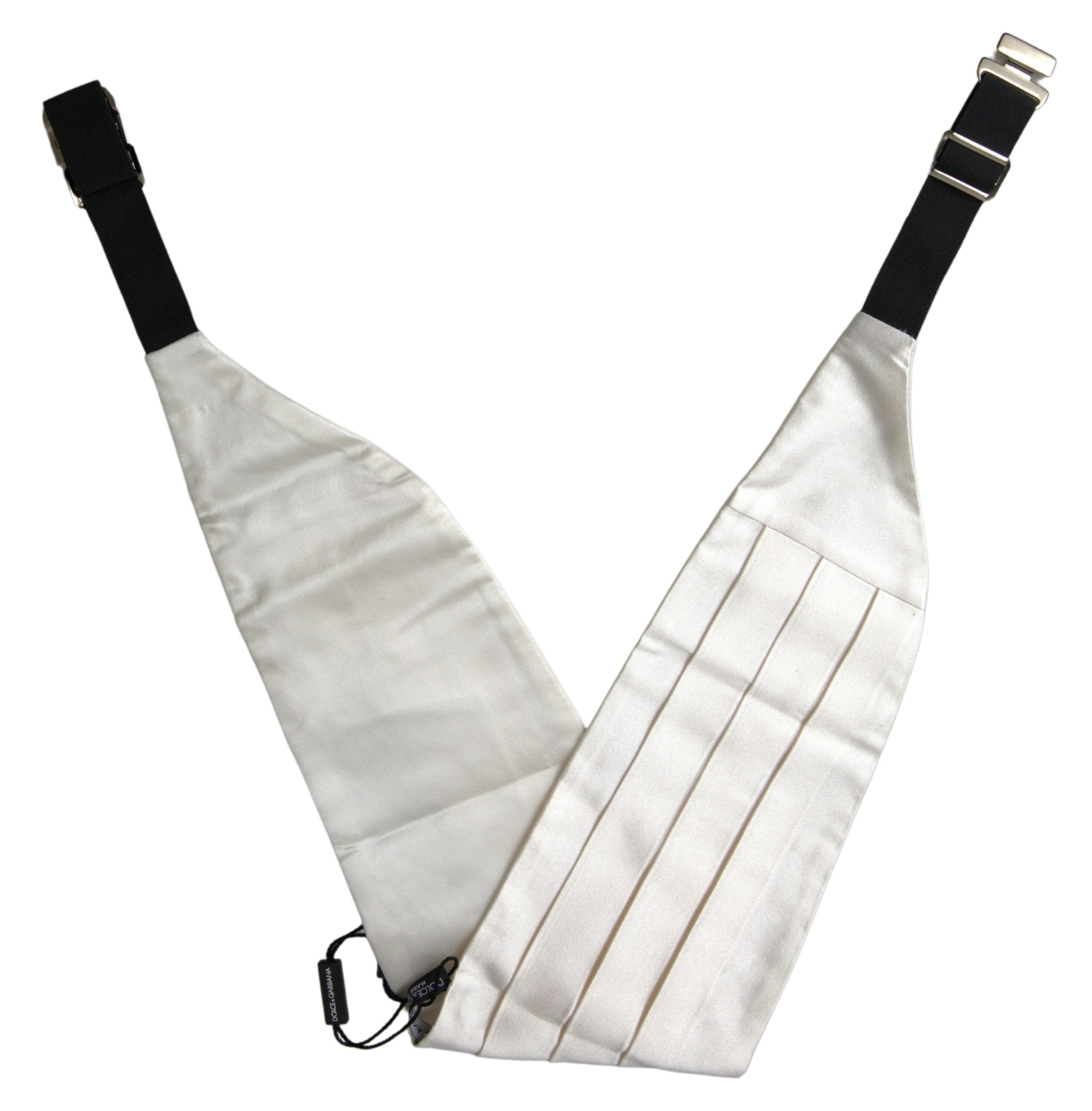 Dolce & Gabbana White Men Wide Waist Silk Belt Cummerbund Dolce & Gabbana