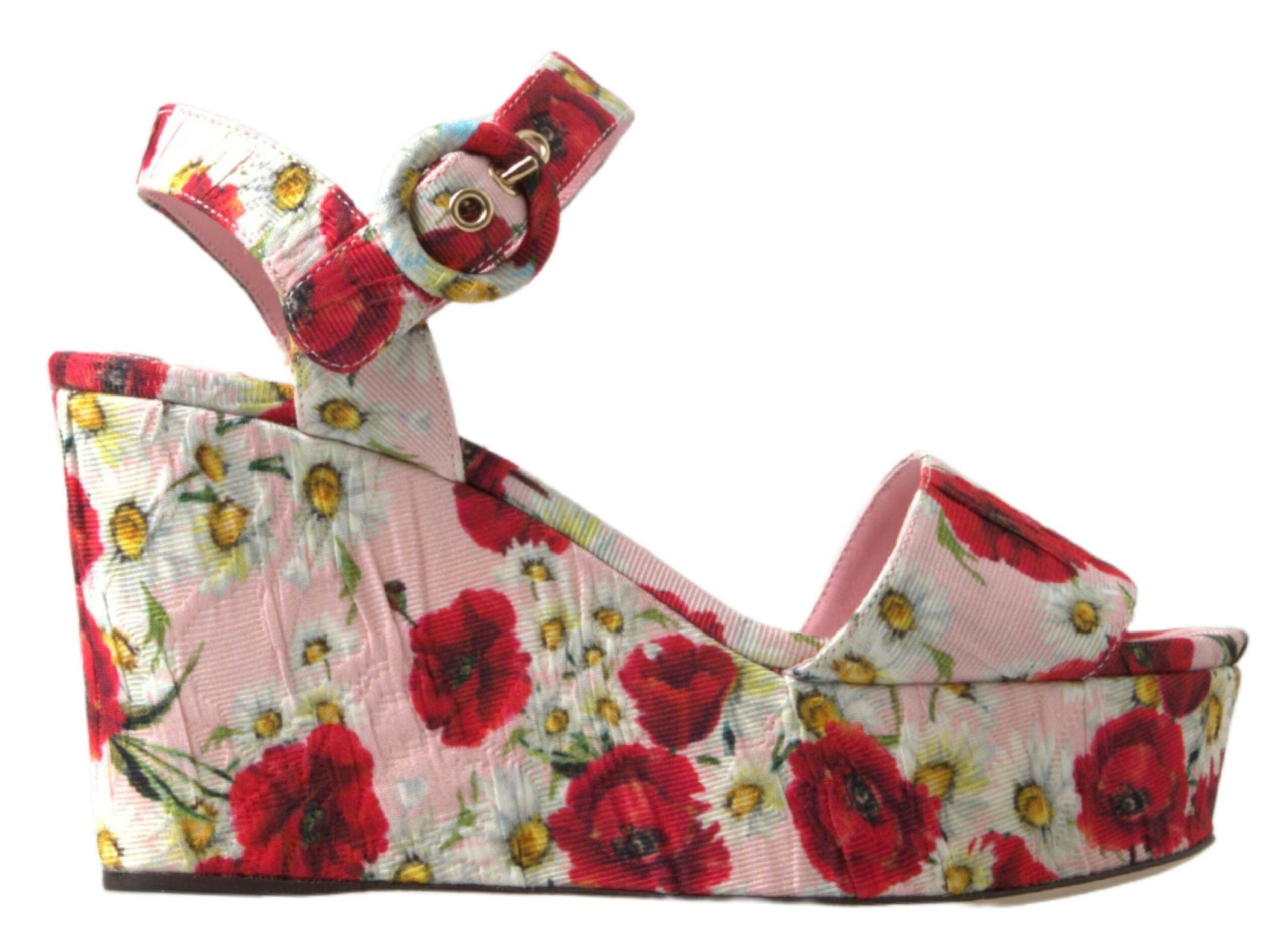 Dolce & Gabbana Multicolor floral print Wedges Floral Ankle Strap Sandals Dolce & Gabbana