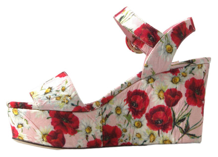Dolce & Gabbana Multicolor floral print Wedges Floral Ankle Strap Sandals Dolce & Gabbana