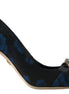 Dolce & Gabbana Blue Floral Ayers Crystal Pumps Shoes Dolce & Gabbana