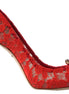 Dolce & Gabbana Red Taormina Lace Crystal Heels Pumps Shoes Dolce & Gabbana
