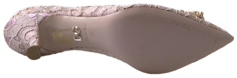 Dolce & Gabbana Pink Floral Lace DG Crystal Pumps Shoes Dolce & Gabbana