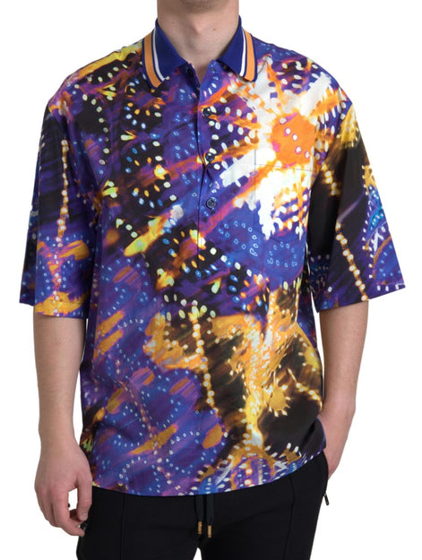 Dolce & Gabbana Luminaire Print Cotton Polo Top Men Shirt Dolce & Gabbana