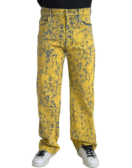 Dolce & Gabbana Yellow Cotton Tie Dye Straight Denim Jeans Dolce & Gabbana