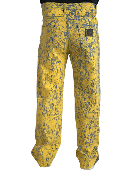 Dolce & Gabbana Yellow Cotton Tie Dye Straight Denim Jeans Dolce & Gabbana