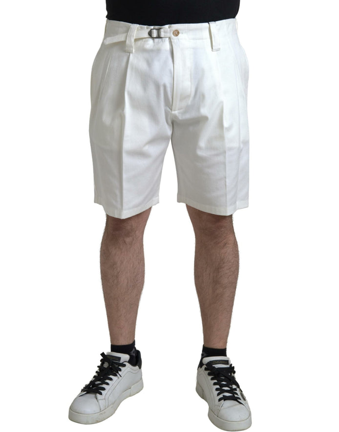 Dolce & Gabbana White Cotton Stretch Men Bermuda Denim Shorts Dolce & Gabbana