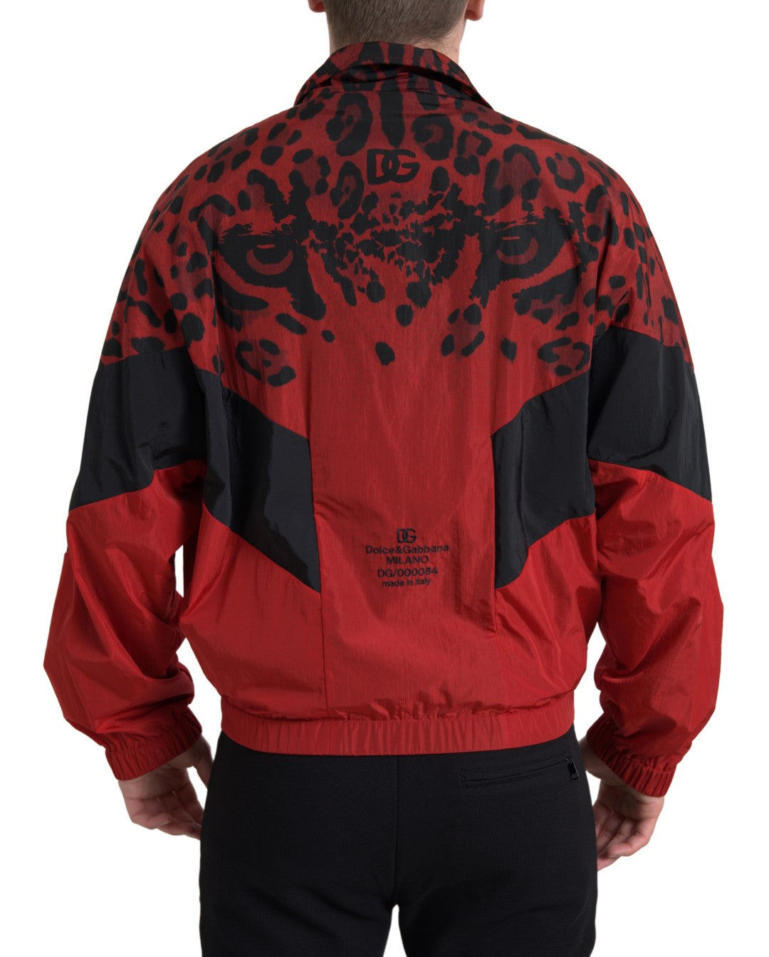 Dolce & Gabbana Red Leopard Nylon Full Zip Sweater Dolce & Gabbana