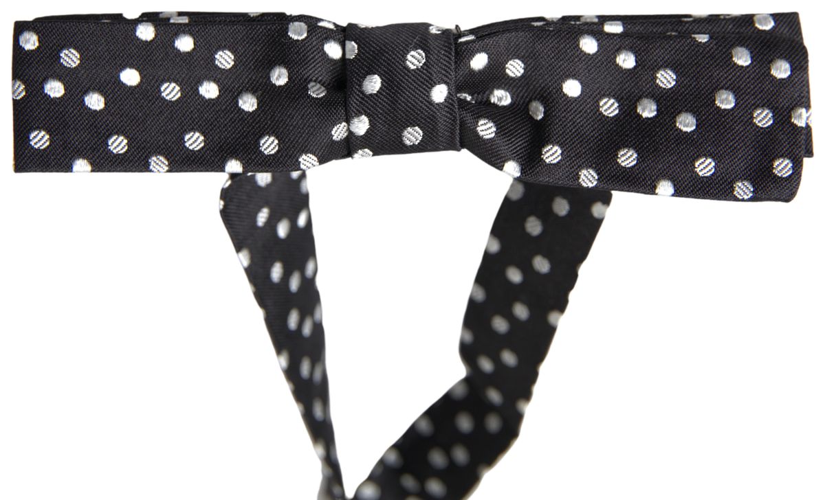 Dolce & Gabbana Black Polka Dot Silk Adjustable Men Neck Papillon Bow Tie Dolce & Gabbana