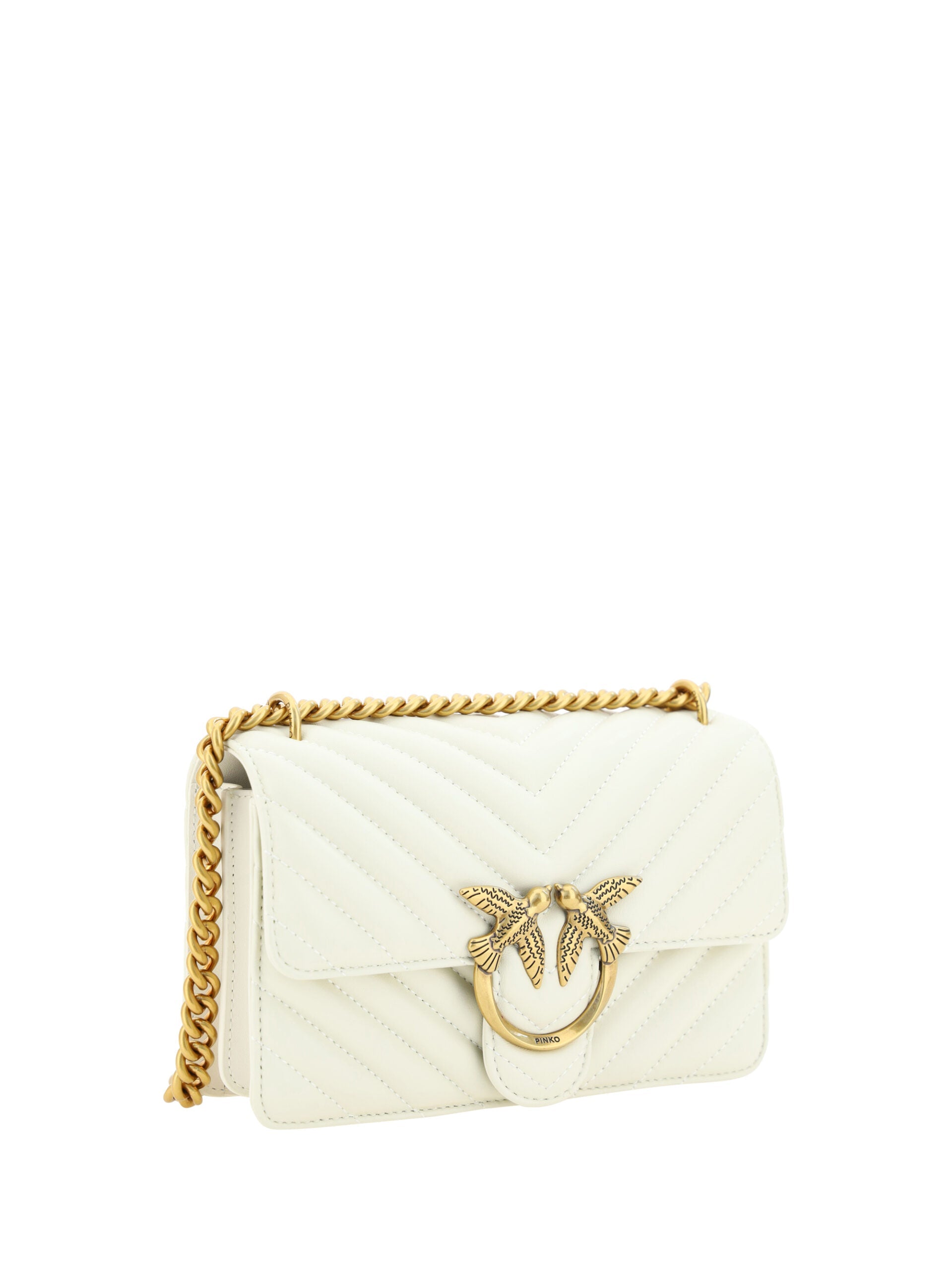 PINKO White Leather Love One Mini Shoulder Bag PINKO