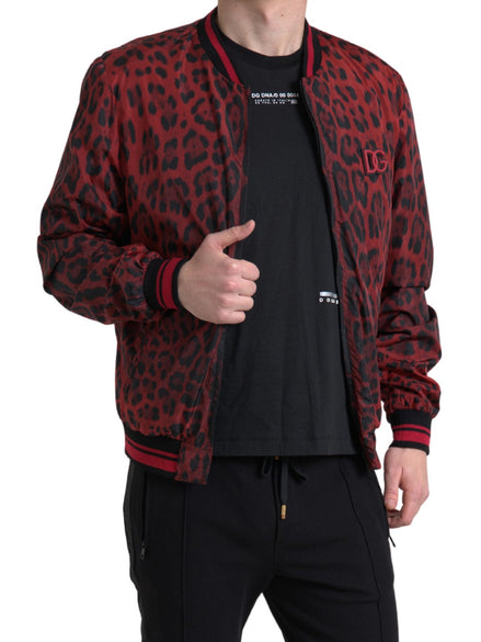 Dolce & Gabbana Red Leopard Bomber Short Coat Jacket Dolce & Gabbana