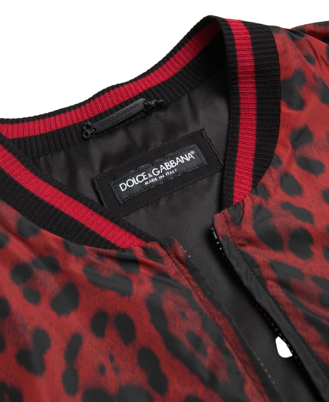 Dolce & Gabbana Red Leopard Bomber Short Coat Jacket Dolce & Gabbana