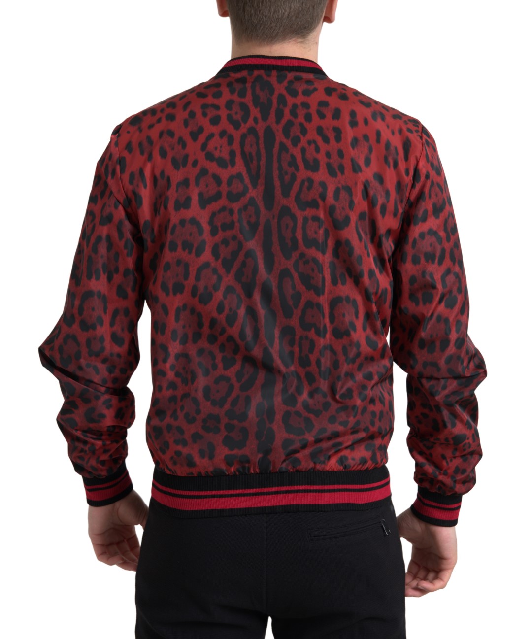 Dolce & Gabbana Red Leopard Bomber Short Coat Jacket Dolce & Gabbana