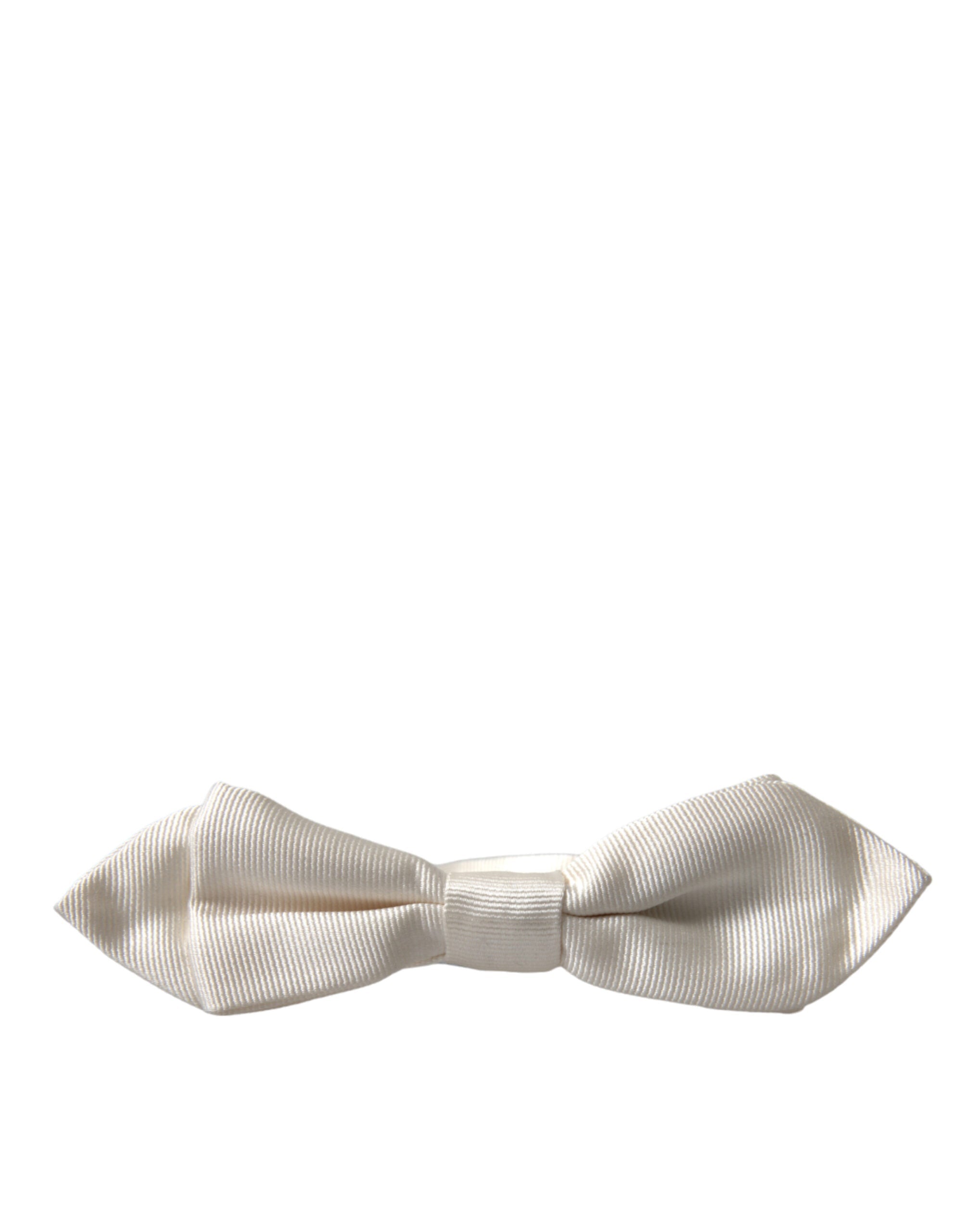 Dolce & Gabbana White Silk Slim Adjustable Neck Papillon Bow Tie Dolce & Gabbana