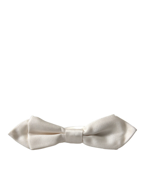 Dolce & Gabbana White Silk Slim Adjustable Neck Papillon Bow Tie Dolce & Gabbana