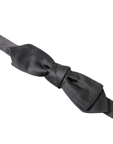 Dolce & Gabbana Dark Gray Silk Adjustable Neck Men Papillon Bow Tie Dolce & Gabbana