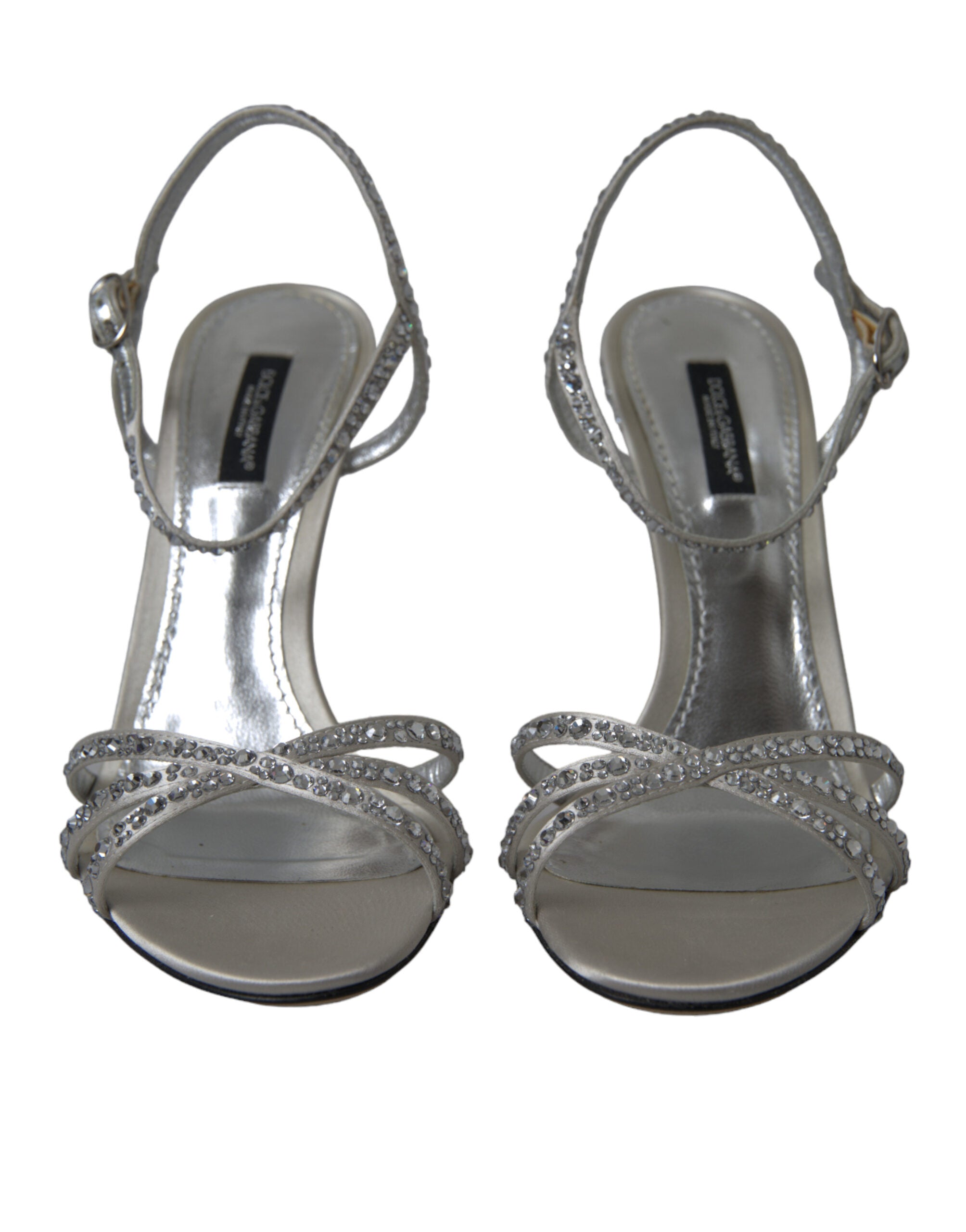 Dolce & Gabbana Silver Crystal Ankle Strap Sandals Shoes Dolce & Gabbana