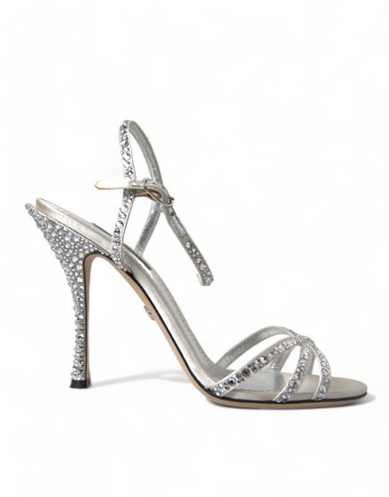 Dolce & Gabbana Silver Crystal Ankle Strap Sandals Shoes Dolce & Gabbana