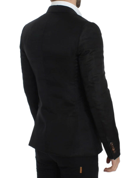 Dolce & Gabbana Black silk slim fit blazer Dolce & Gabbana