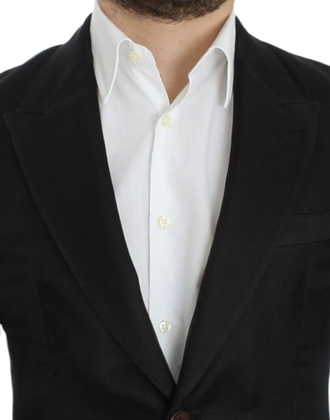 Dolce & Gabbana Black silk slim fit blazer Dolce & Gabbana