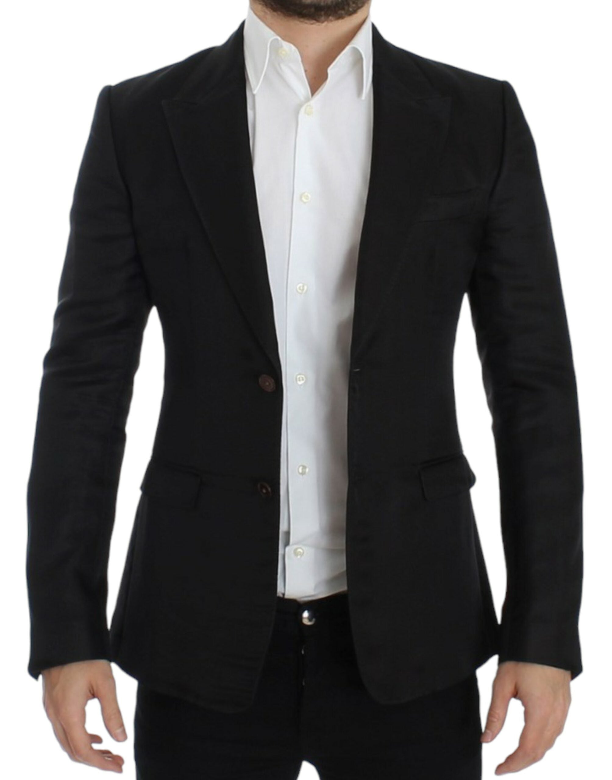 Dolce & Gabbana Black silk slim fit blazer Dolce & Gabbana