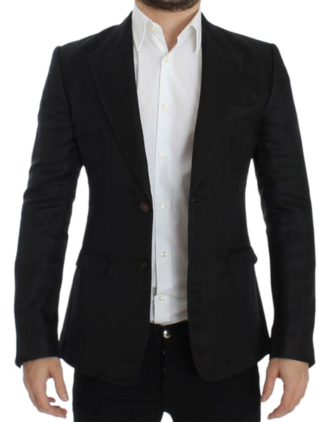 Dolce & Gabbana Black silk slim fit blazer Dolce & Gabbana
