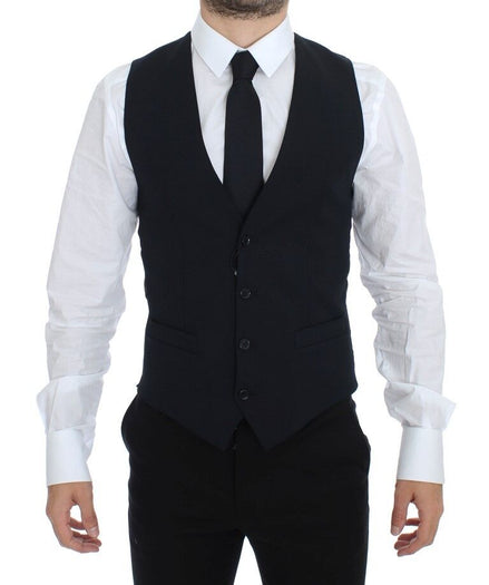 Dolce & Gabbana Blue Wool Formal Dress Vest Gilet Dolce & Gabbana
