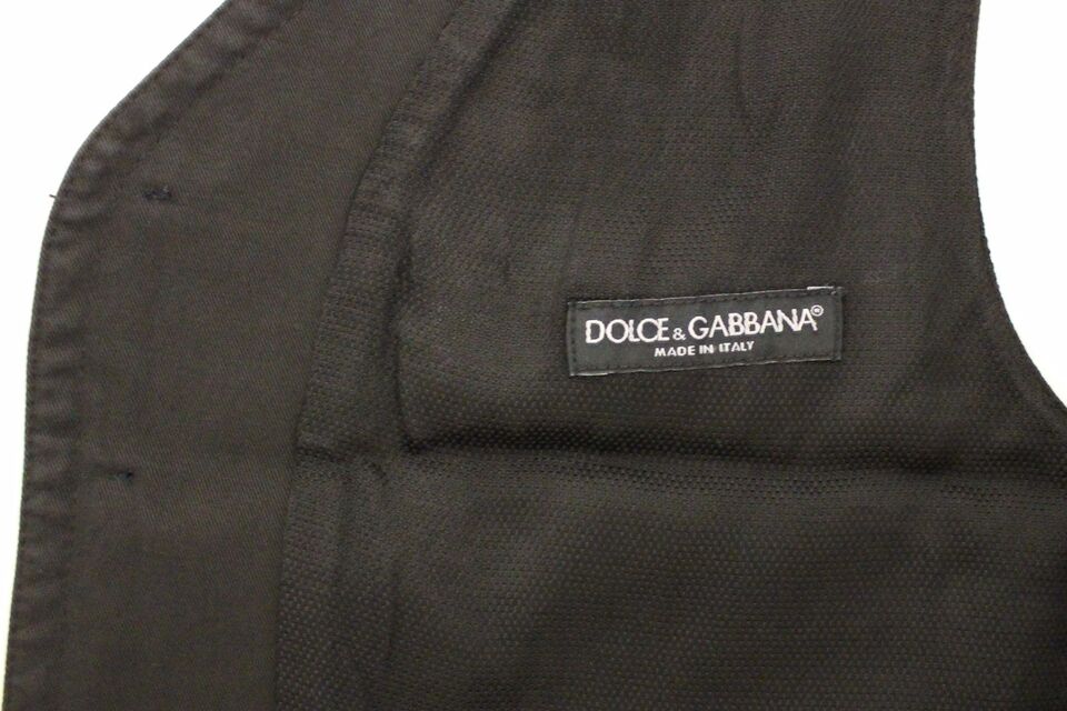 Dolce & Gabbana Black Cotton Blend Dress Vest Gilet Dolce & Gabbana