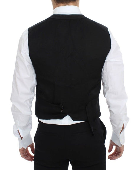 Dolce & Gabbana Black Cotton Blend Dress Vest Gilet Dolce & Gabbana