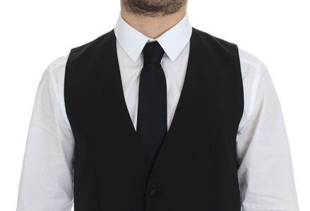 Dolce & Gabbana Black Wool Silk Stretch Dress Vest Blazer Dolce & Gabbana
