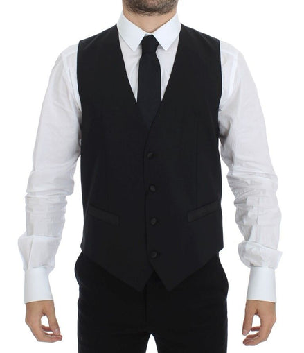 Dolce & Gabbana Black Wool Silk Stretch Dress Vest Blazer Dolce & Gabbana