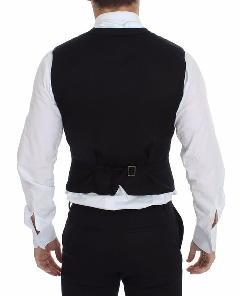 Dolce & Gabbana Black Flax Cotton Dress Vest Blazer Dolce & Gabbana